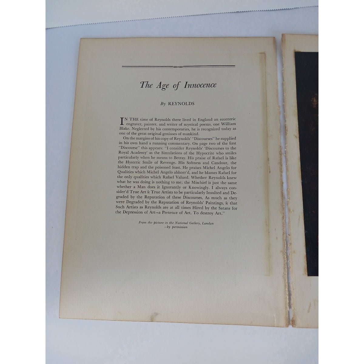 1939 Reynolds The Age of Innocence Art Print Book Plate