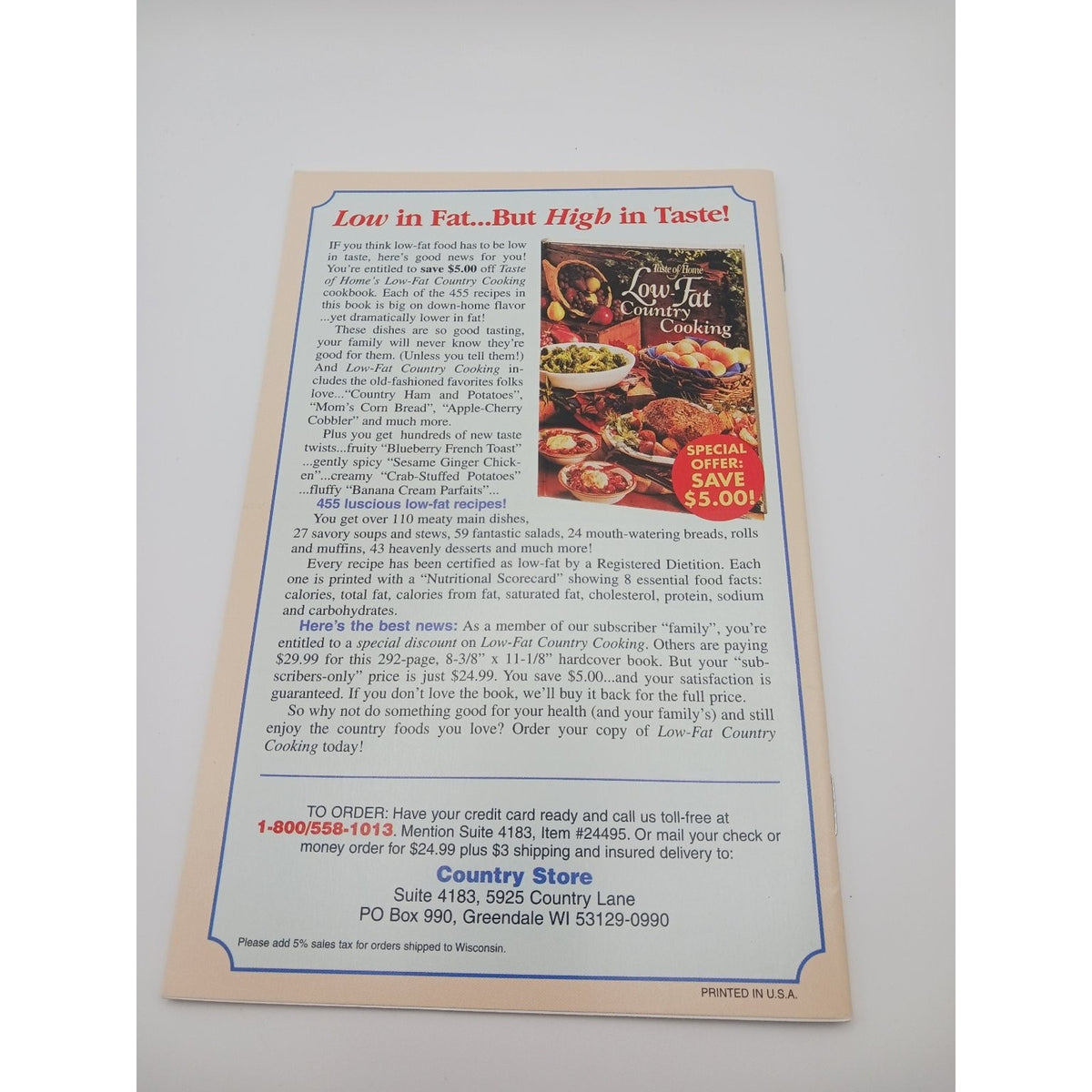 The Country Cooking Prize Winning Vegetable Dishes Recipe Booklet