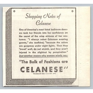 1933 Celanese Fabric Advertisement Ephemera Vintage Fashion Ballroom Gowns