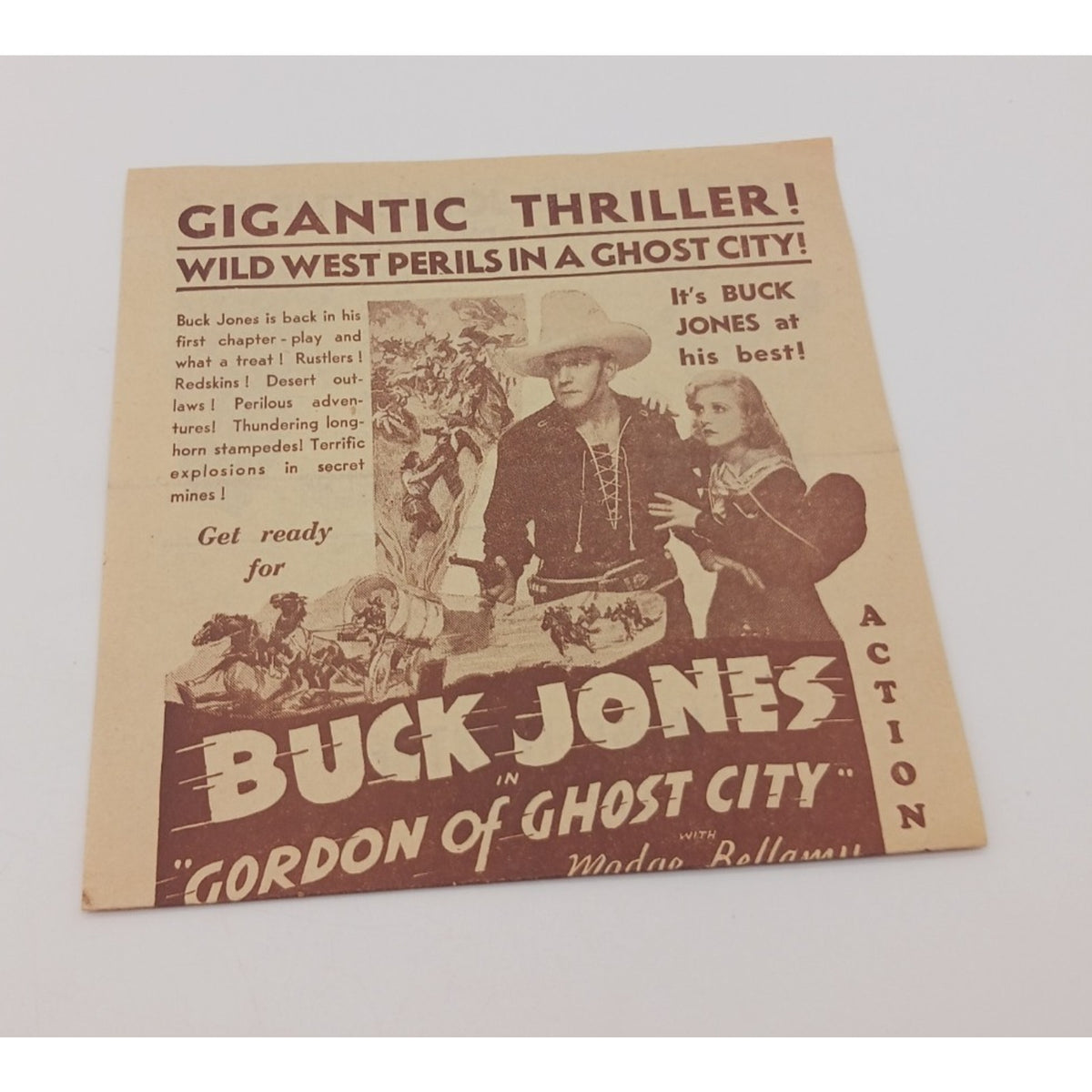 Buck Jones in Gordon of Ghost City Madge Bellany Home Theatre Movie Flyer Poster