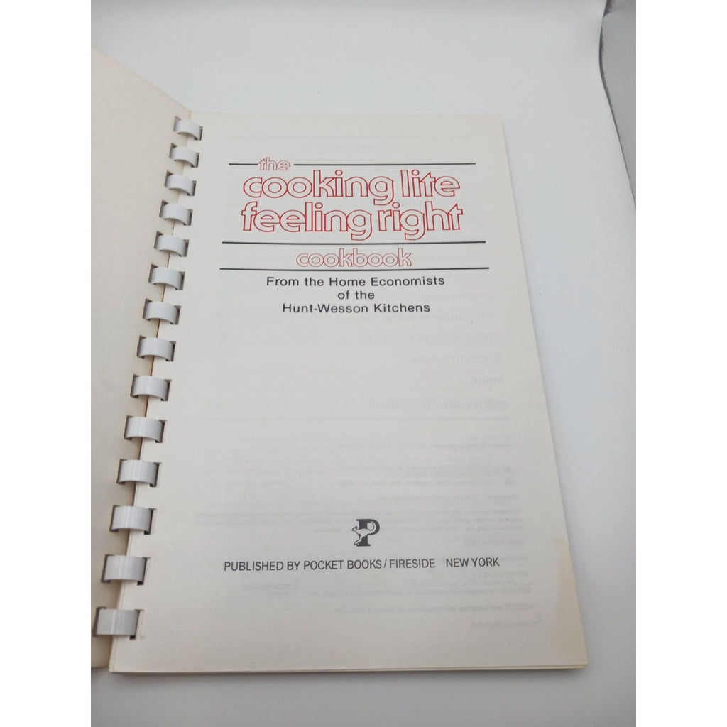 Sunlite The Cooking Lite Feeling Right Cookbook Spiral Bound Recipes