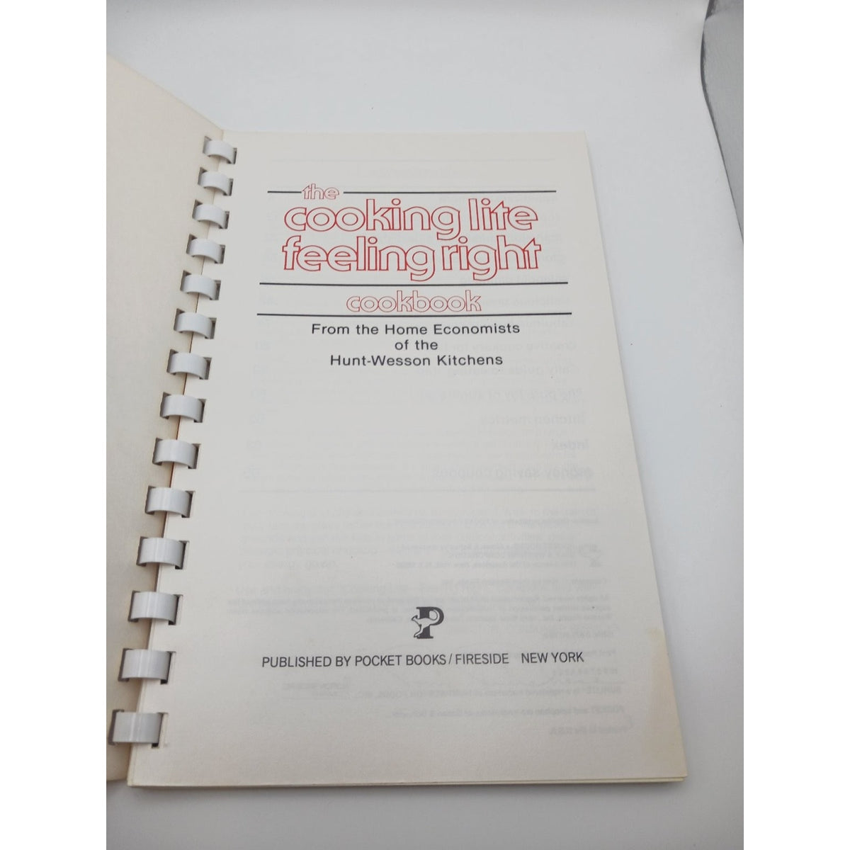Sunlite The Cooking Lite Feeling Right Cookbook Spiral Bound Recipes