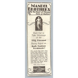 Mandel Brothers Chicago 1930s Body Contour Shop Art Deco Ad Flapper Ephemera