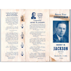1944 Henry M Jackson Congress Campaign Brochure Washington State Democrat WWII