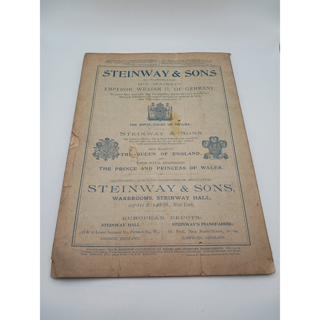 c1900 Faust Opera Playbill Charles Gounod English Opera Steinway Hall Antique