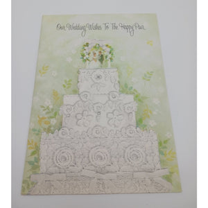 Vintage Gibson Wedding Greeting Card Our Wedding Wishes Cake M2874 USA