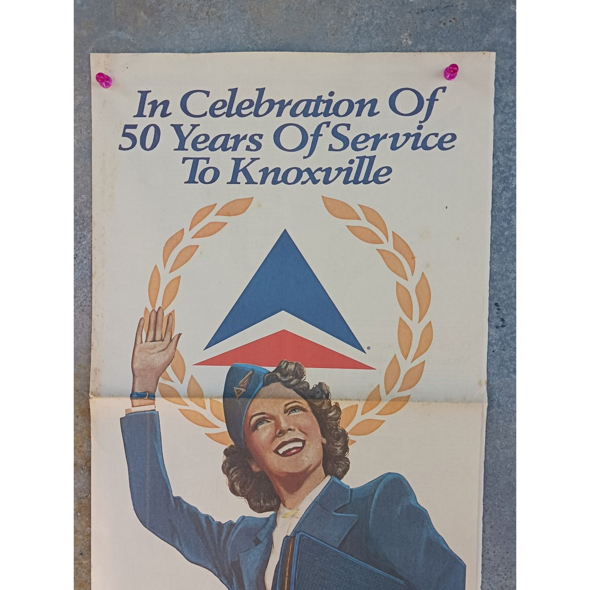 Delta Air Lines 50 Years Service Knoxville 1991 Newspaper Article Stewardess Art