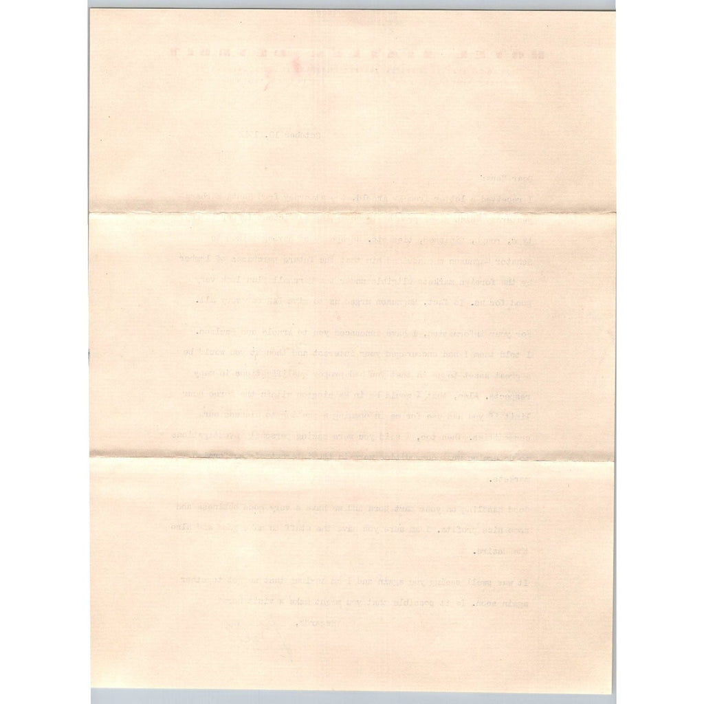 1948 Hotel Statler Detroit Letter Marshall Plan Senator Magnuson Ephemera WWII