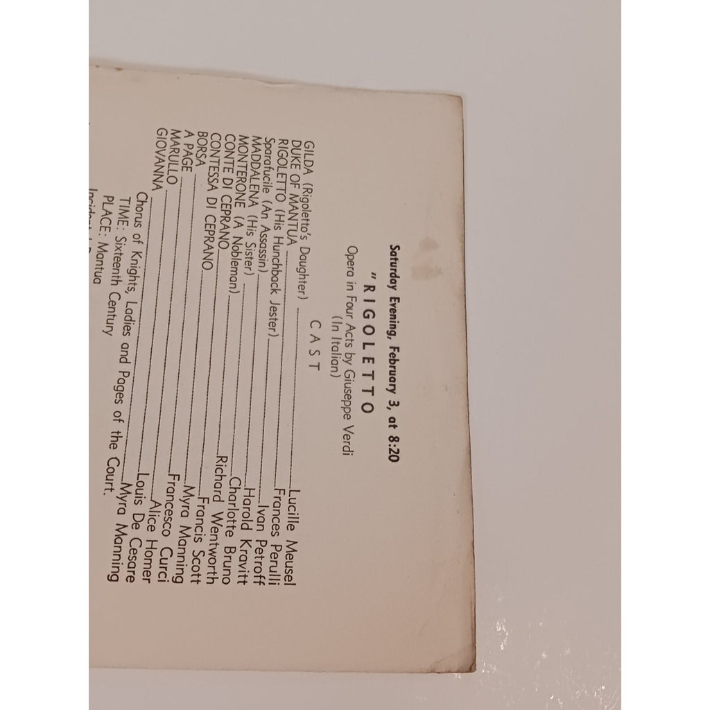 1940 San Carlo Opera Company Program Ellis Auditorium Memphis Verdi Aida