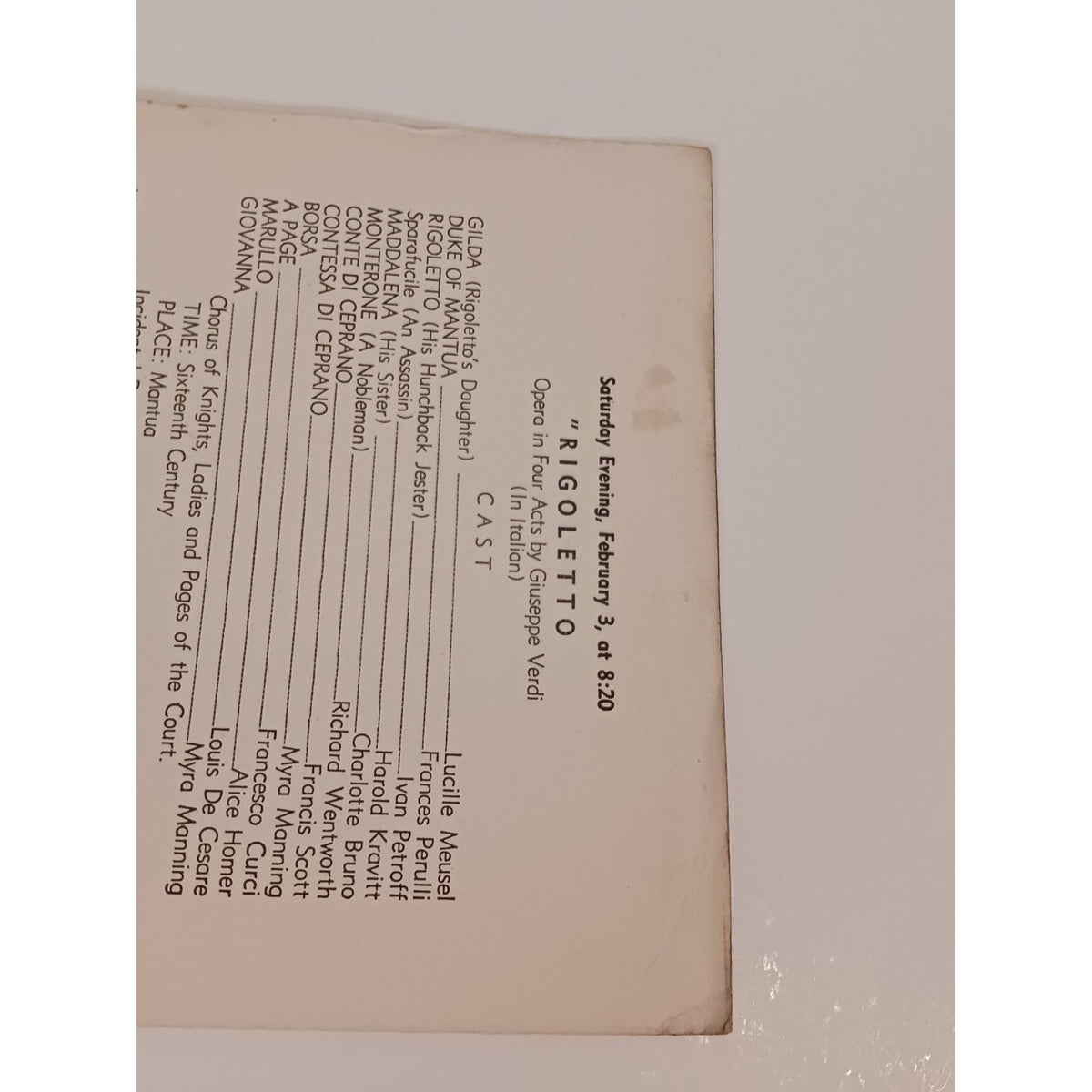 1940 San Carlo Opera Company Program Ellis Auditorium Memphis Verdi Aida