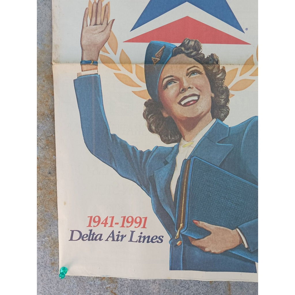 Delta Air Lines 50 Years Service Knoxville 1991 Newspaper Article Stewardess Art