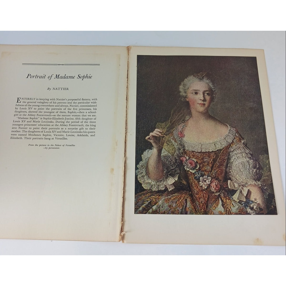 1939 Jean Marc Nattier Portrait of Madame Sophie Lithograph Art Print Book Plate