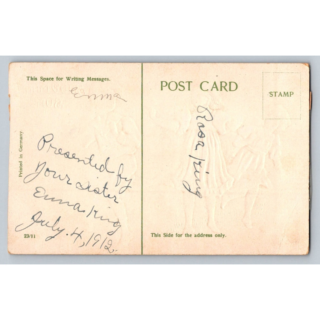 1912 Blind Man's Buff Game Postcard Children Playing Antique German Print