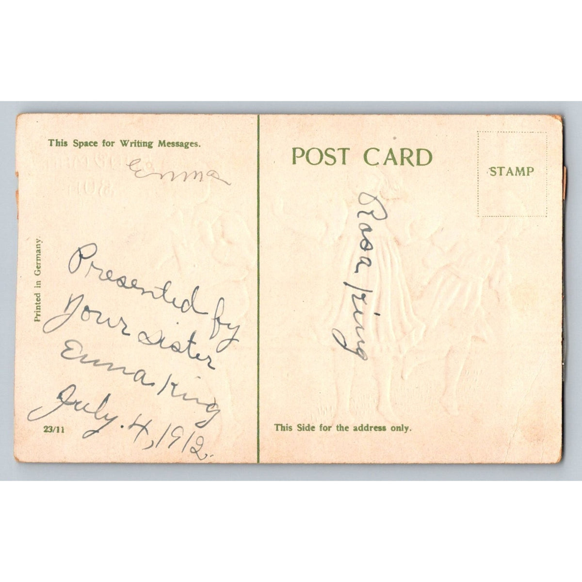 1912 Blind Man's Buff Game Postcard Children Playing Antique German Print