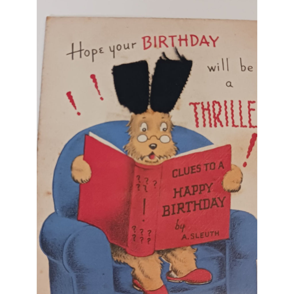 Signed Estes Kefauver 1940s 50s Norcross Dog Birthday Card Detective Thriller