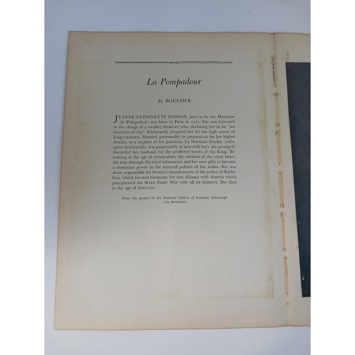 1939 Boucher La Pompadour Art Print Book Plate French School