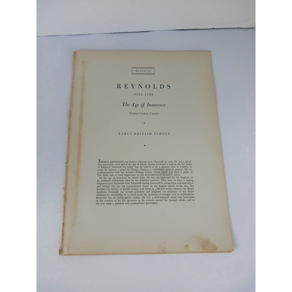 1939 Reynolds The Age of Innocence Art Print Book Plate