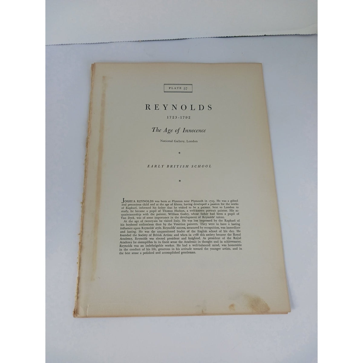 1939 Reynolds The Age of Innocence Art Print Book Plate