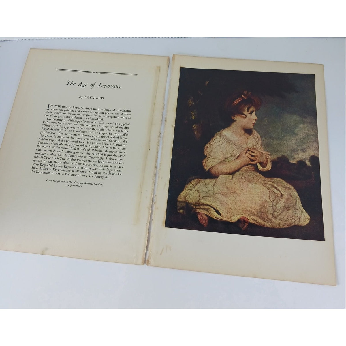 1939 Reynolds The Age of Innocence Art Print Book Plate