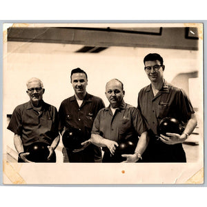 Vintage 1950s 1960s Bowling Team Photo 4 Men Bob Gary Bowling Alley League