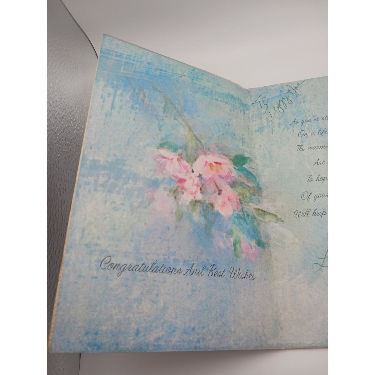 Vintage American Greetings Wedding Card Best Wishes Bride Groom Floral Bells