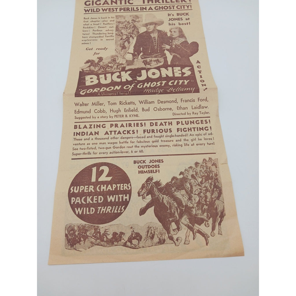 Buck Jones in Gordon of Ghost City Madge Bellany Home Theatre Movie Flyer Poster