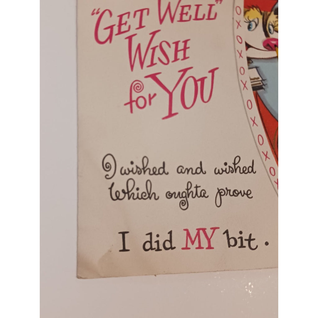1950s Get Well Card Tic Tac Toe Bear Greetings Plastic Pencil Anthropomorphic