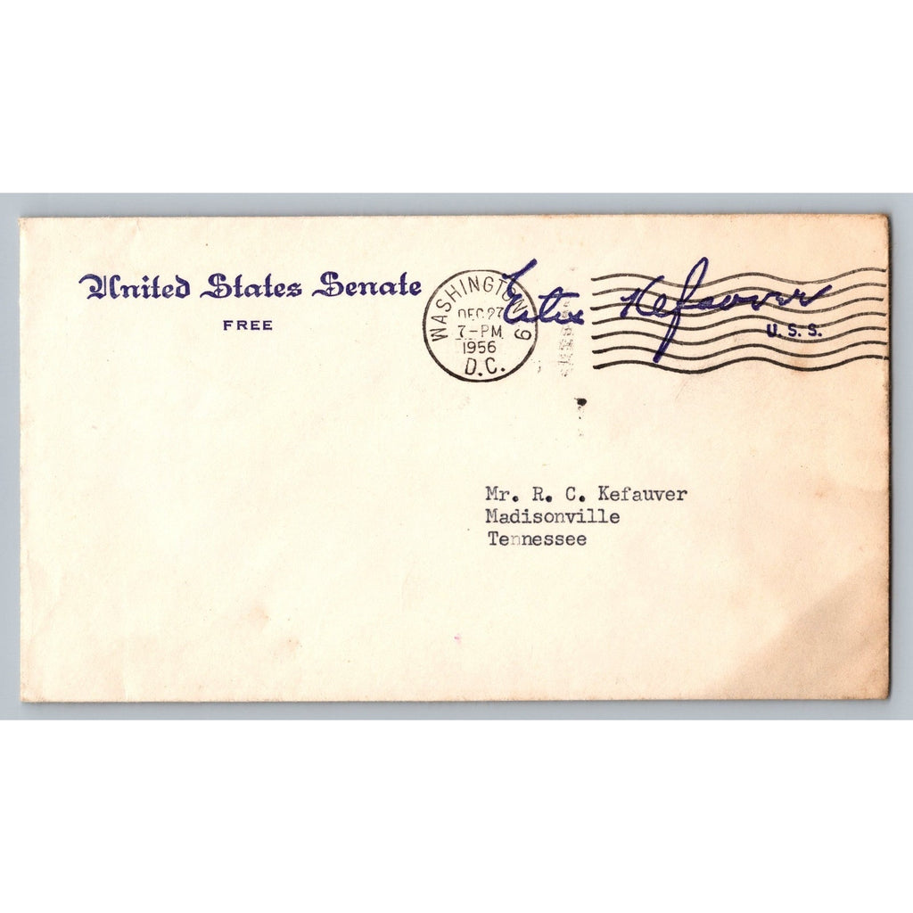 1956 Signed Estes Kefauver Senate Letterhead Personal Letter To Dad Handwritten