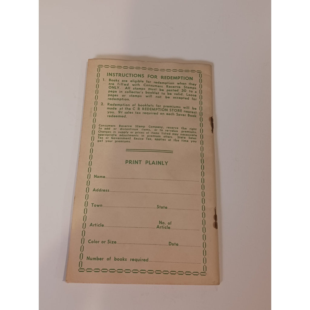 1950s Consumers Reserve CR Green Stamp Savings Booklet East Tennessee Ephemera