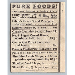 1930s Pure Foods Grocery Store Advertisement Print Ad Vintage Ephemera Prices