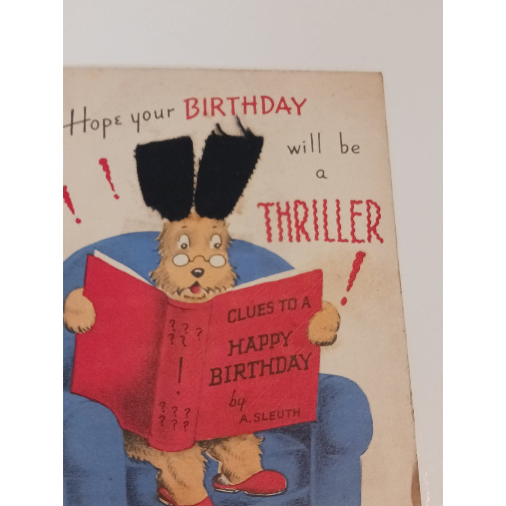 Signed Estes Kefauver 1940s 50s Norcross Dog Birthday Card Detective Thriller