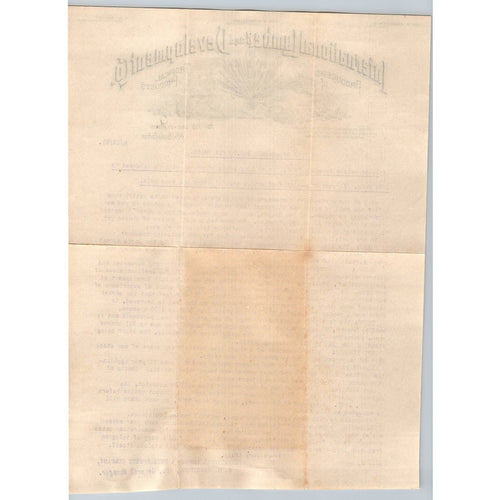 1907 International Lumber & Development Co Philadelphia Stock Notice Letterhead