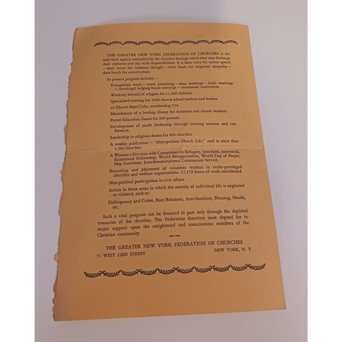 1941 Radio City Music Hall Easter Dawn Service Program NYC Ephemera