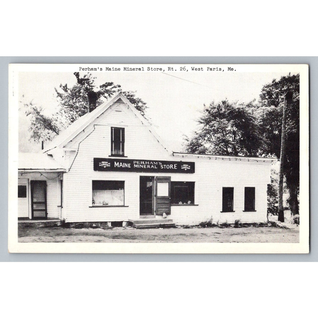 Perham's Maine Mineral Store West Paris ME Vintage Postcard Route 26