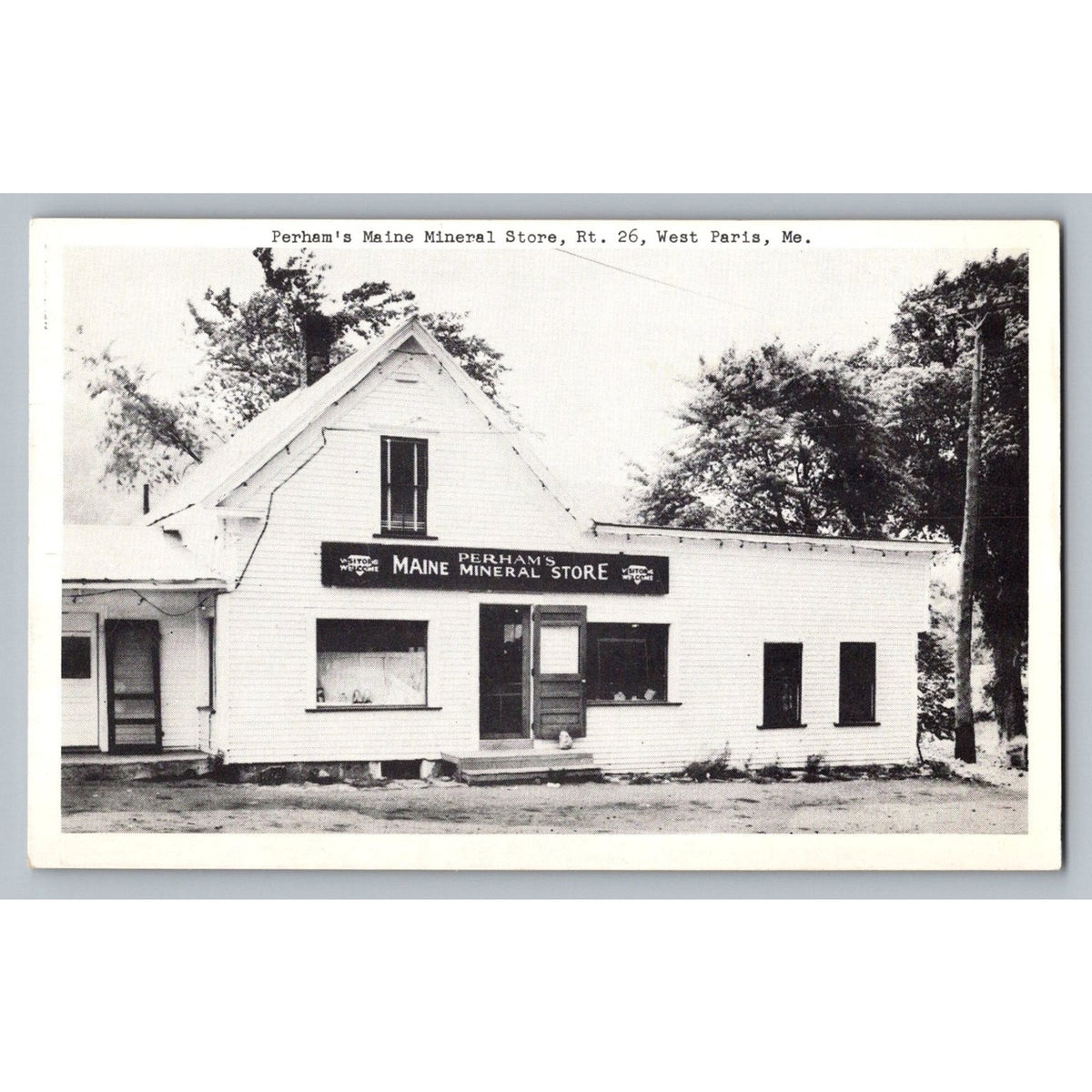 Perham's Maine Mineral Store West Paris ME Vintage Postcard Route 26