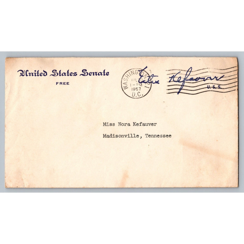 1957 Signed Estes Kefauver Senate Letterhead Personal Letter Typed & Handwritten