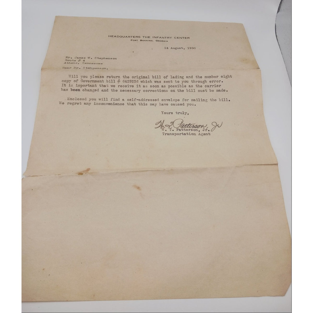 Korean War US Army Letters Document Lot KIA Remains Home 1st Lt James Stephenson