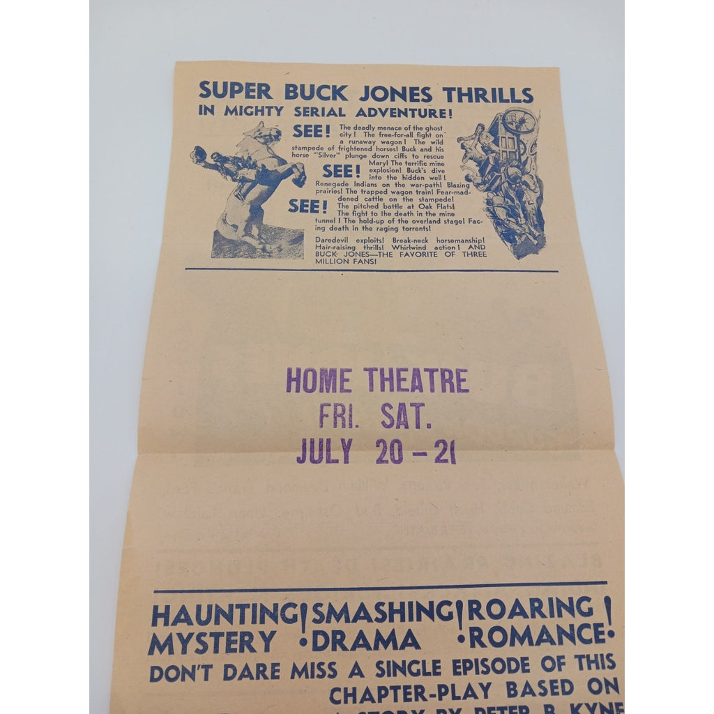 Buck Jones in Gordon of Ghost City Madge Bellany Home Theatre Movie Flyer Poster