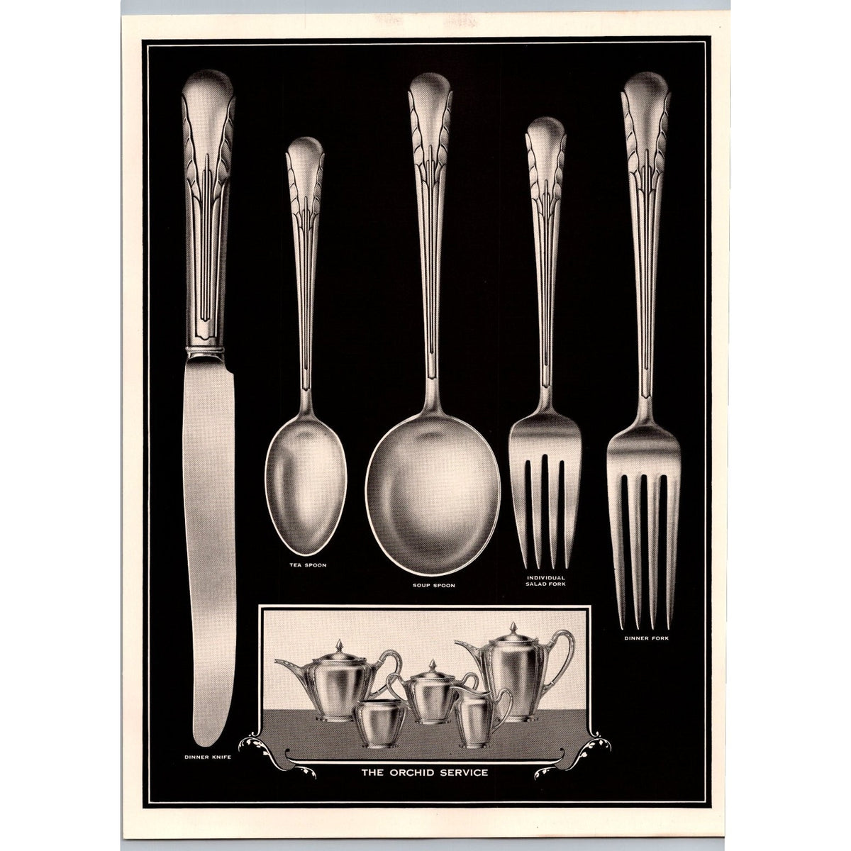 1930s International Sterling Orchid Silverware Ad Price List Ephemera Print