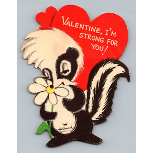 Vintage Hallmark Valentine's Day Card Skunk Daisy Strong For You USA