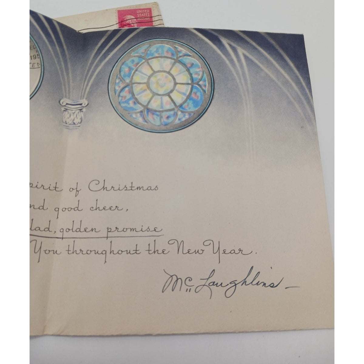 1951 Joyous Christmas Children Choir Singing Church MCM Vtg Greeting Card