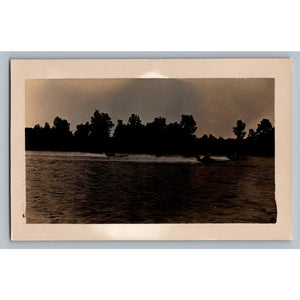 Speedboat Race 1940s 1950s Snapshot Photograph Water Skiing Action Vintage