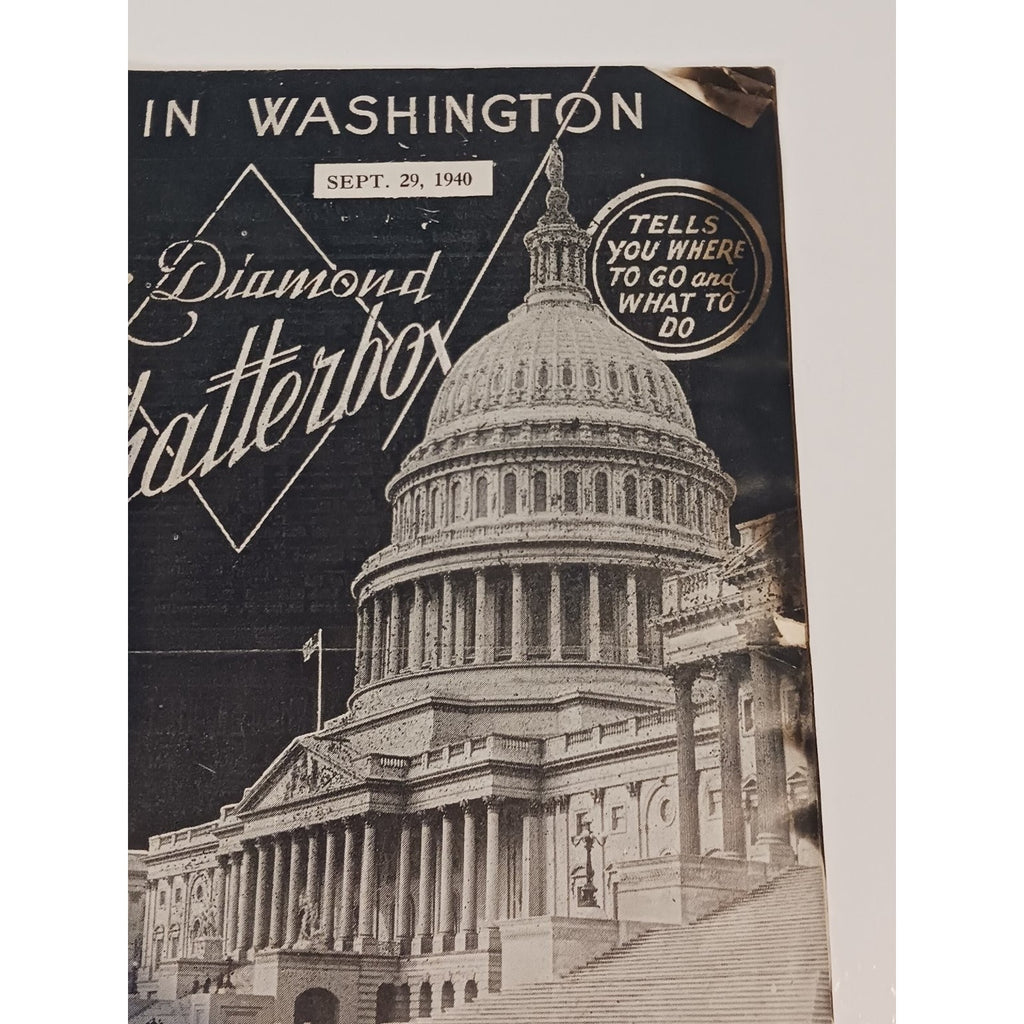 1940 Washington DC Diamond Chatterbox Guide US Capitol Sholl's Cafeterias