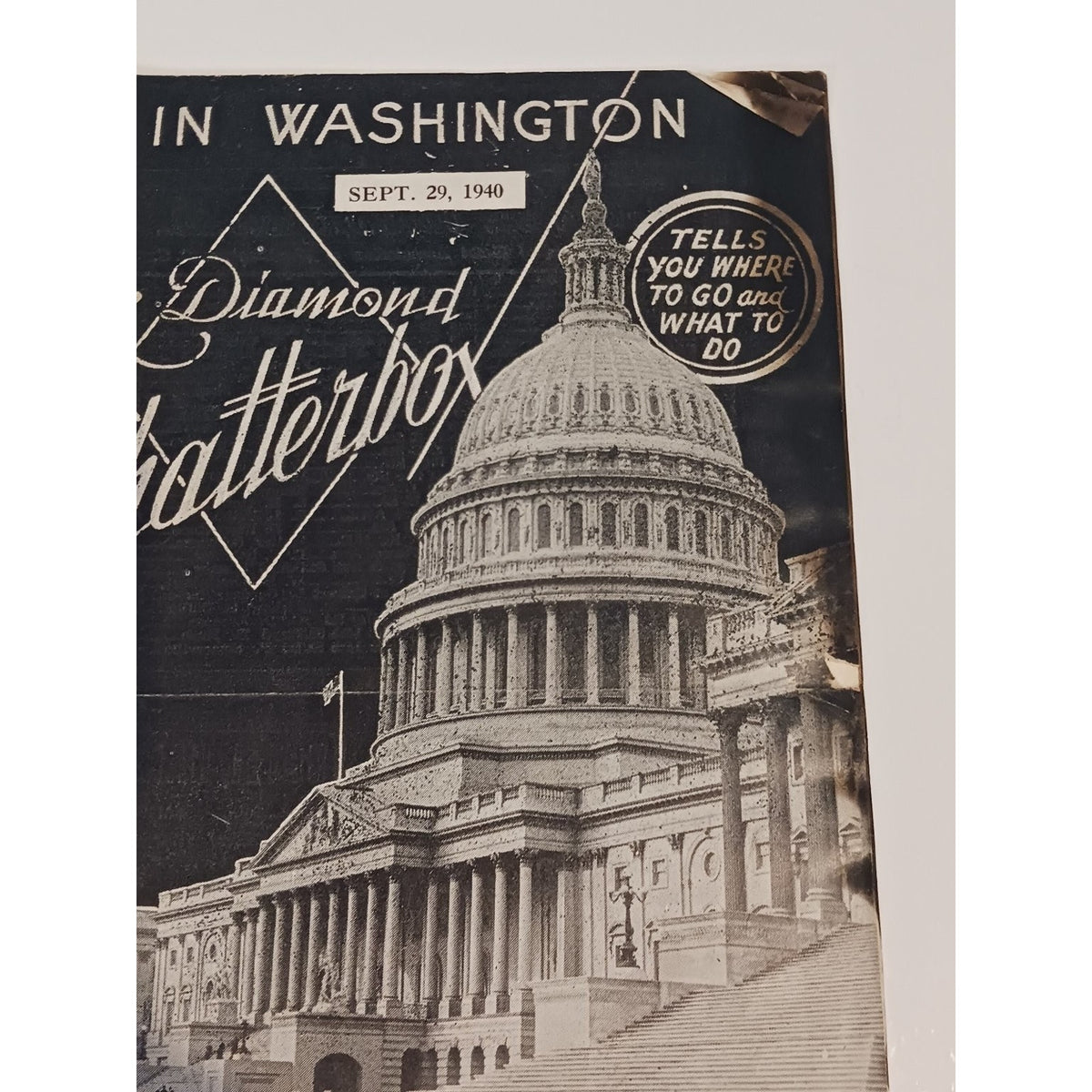 1940 Washington DC Diamond Chatterbox Guide US Capitol Sholl's Cafeterias