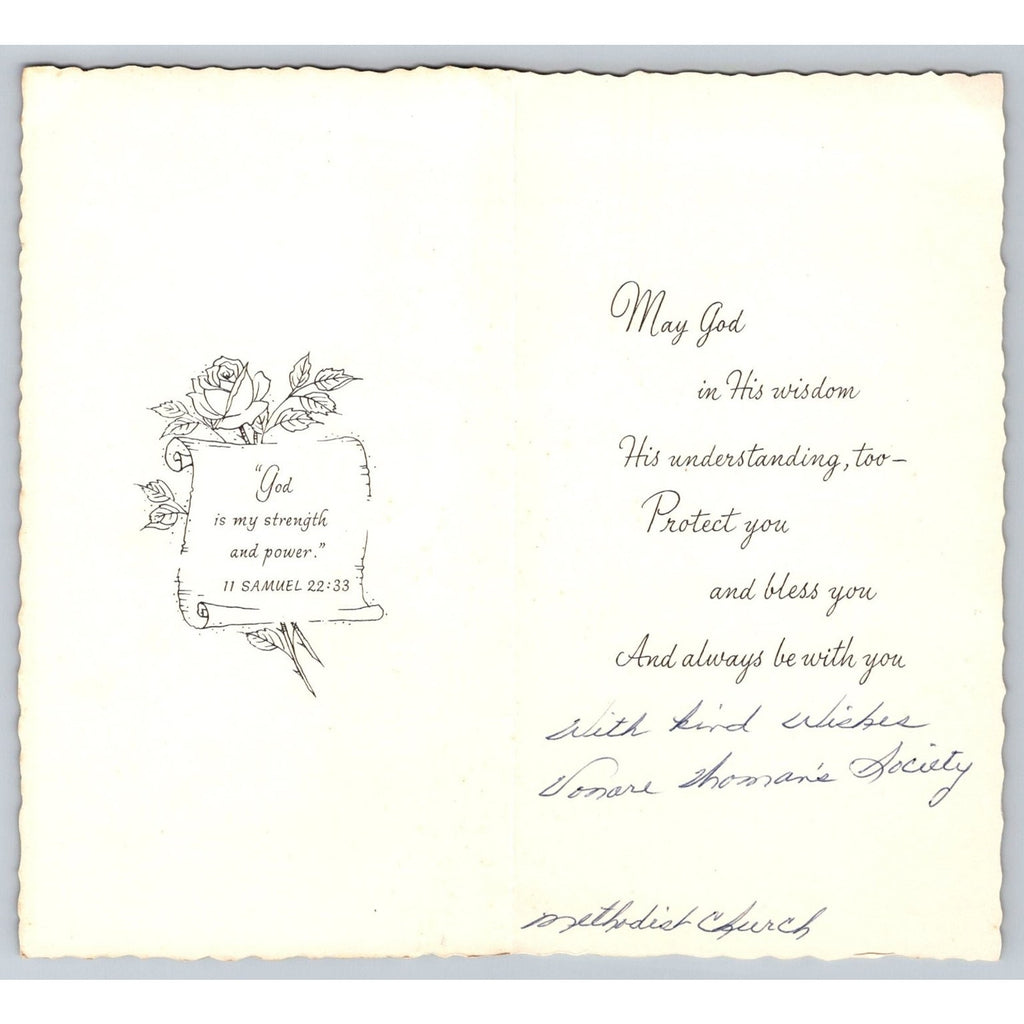 Vintage Get Well Soon Greeting Card Religious Holy Bible Floral Made in USA
