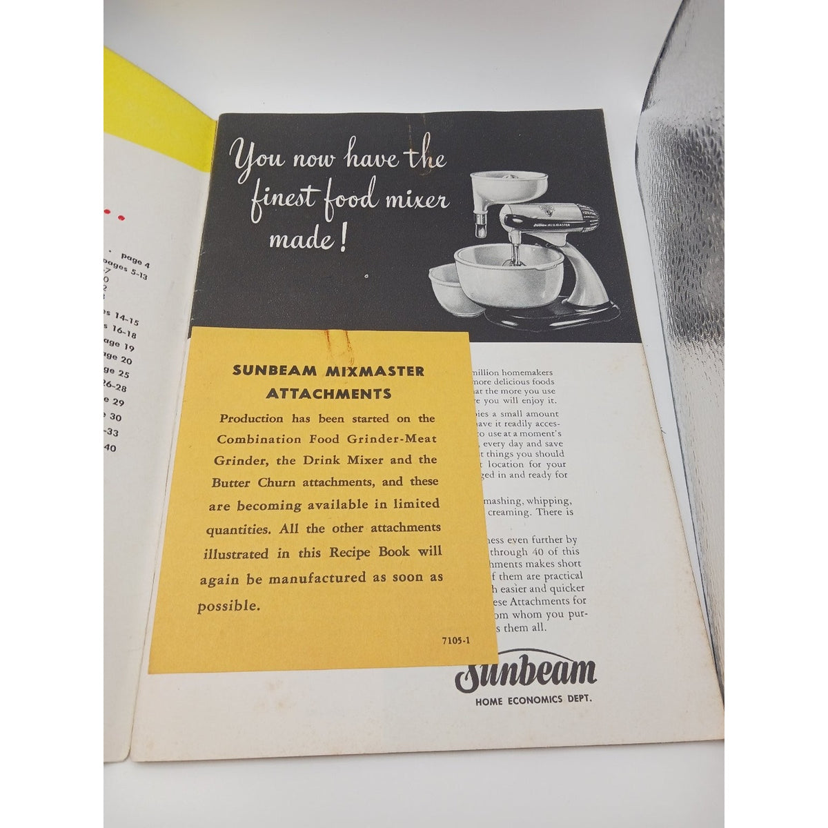 Vintage Sunbeam Automatic Mixmaster Model 9 Recipe Instruction Booklet 1940s