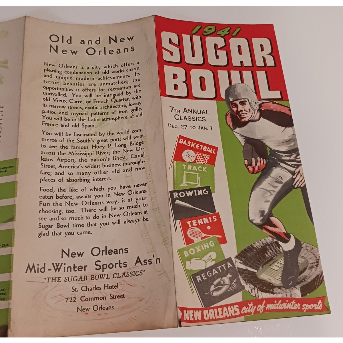 1941 Sugar Bowl New Orleans Mid Winter Sports Program Brochure Football Ephemera
