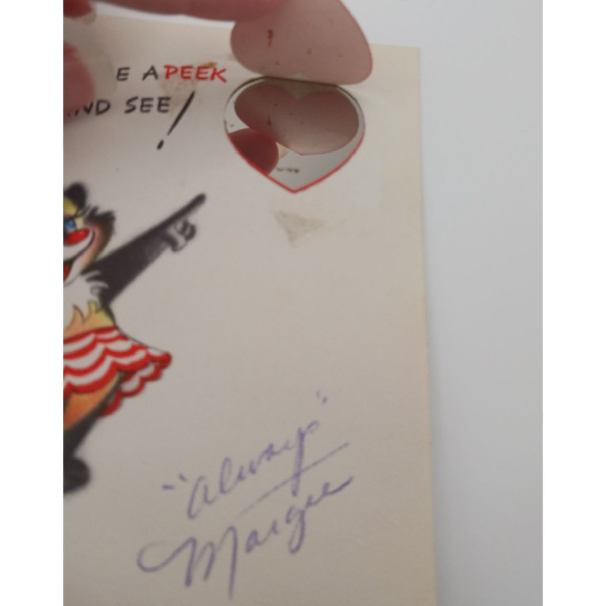 1959 Hallmark Valentine Card Cute Anthropomorphic Skunk Bear Character Mirror