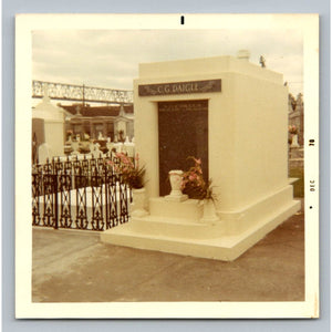 Cemetery Mausoleum Snapshot Photograph 1970s Graveyard Tombstone