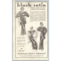 1930s Marshall Field Black Satin Fashion Print Ad Vintage Chicago Flapper